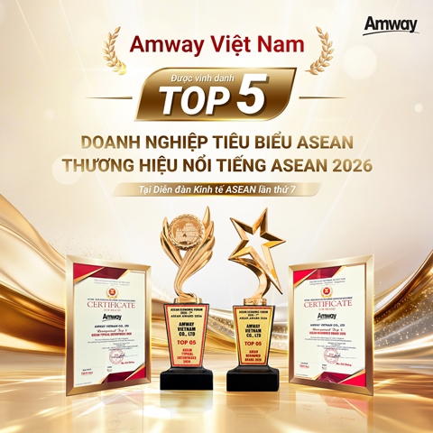 AMWAY Việt Nam được vinh danh top 5 Doanh nghiệp tiêu biểu ASEAN và top 5 Thương hiệu/ sản phẩm nổi tiếng ASEAN 2026